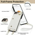 thumbnail image 3 of Crossbody for iPhone 8 Plus/7 Plus Phone Case for Women, Wallet Case with Credit Card Holder Shoulder Strap & Wrist Lanyard Shockproof Purse Back Flip 360 Ring Holder Kickstand Case,White, 3 of 9