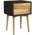 thumbnail image 2 of Nathan James 32703 Harper Mid-Century Side Table, Two-Drawer Nightstand, Black/Brown, 2 of 12