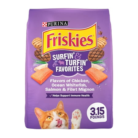 Friskies Dry Cat Food, Surfin' & Turfin' Favorites, 3.15 lb. Bag