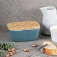 thumbnail image 4 of Dowan 6.5' Large Ceramic Butter Dish with Lid, Haze Blue, 4 of 5
