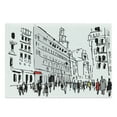 thumbnail image 1 of Urban Cutting Board, Ink Illustration of Pedestrians on Busy Street with Buildings Modern Cityscape, Decorative Tempered Glass Cutting and Serving Board, Large Size, Grey Black White, by Ambesonne, 1 of 1