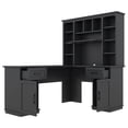 thumbnail image 2 of 65" Farmhouse L Shaped Executive Desk with Drawers, Wood Home Office Corner Desk with Shelves and Cabinet, File Drawer, Storage Cabinet, Rustic Computer Writing Desk, 2 of 7