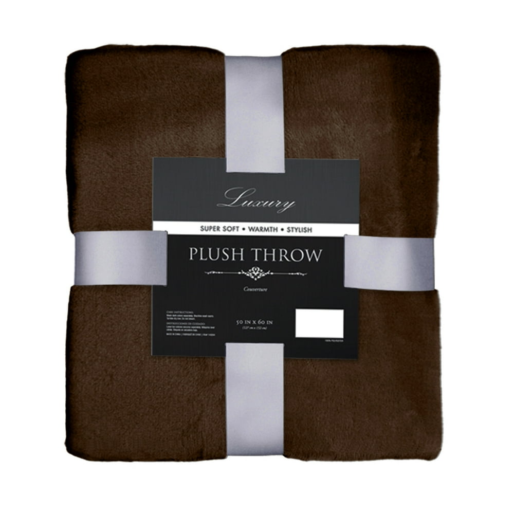 Plush Throw Blanket Super Soft, Warm, 50in x 60in (Chocolate Brown)