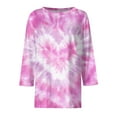 thumbnail image 4 of Fgvctg Womens Valentine's Day Tops Casual 3/4 Sleeve Crewneck Tops Romantic Date Night Pullover Shirts Loose Love Heart Print Half Sleeve Blouses Pink XL, 4 of 5