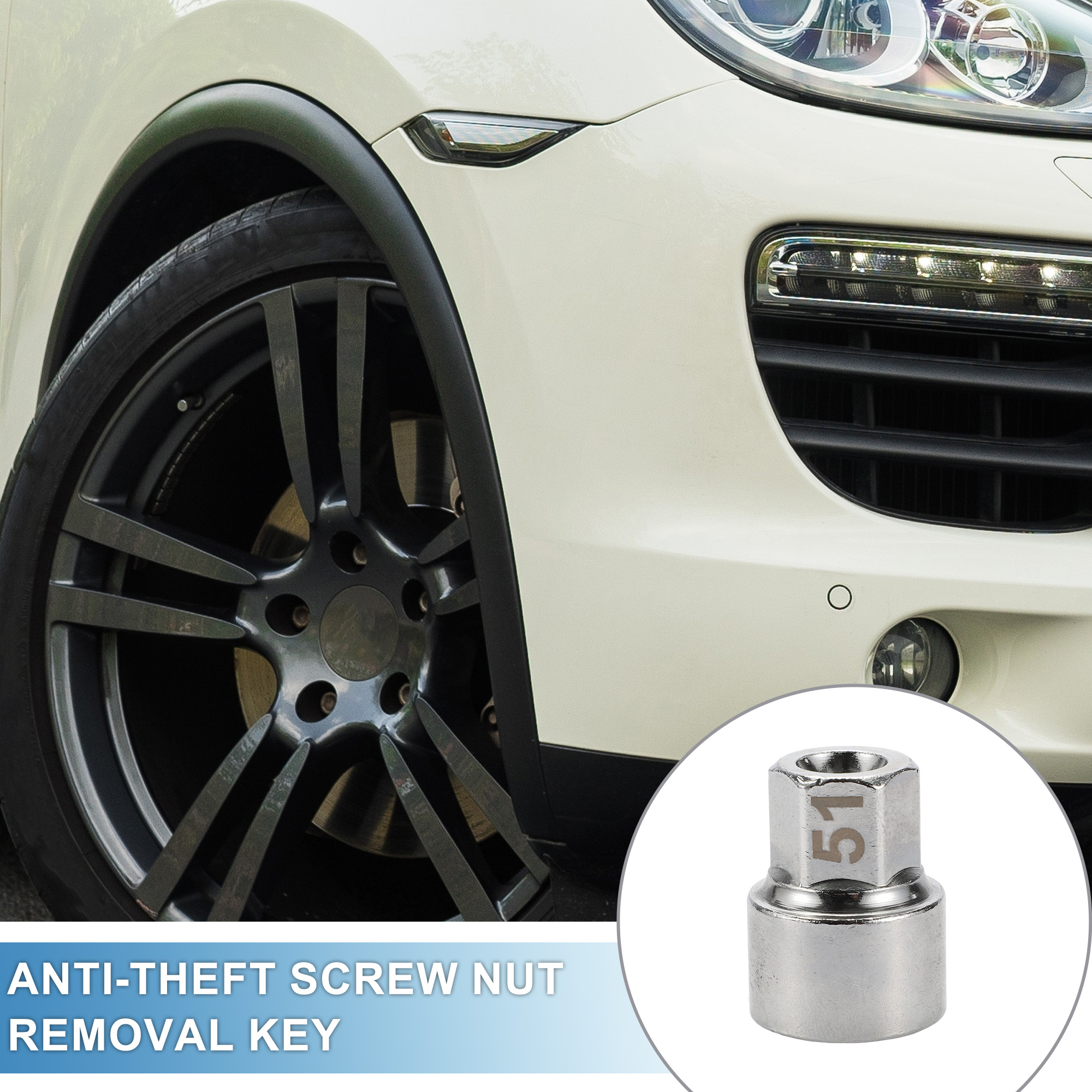 Unique Bargains Vehicle Wheel Lock Lugnut 51 Anti-theft Screw Nut Removal Key Socket