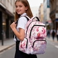 thumbnail image 6 of FKELYI Pink Cherry Flower Strawberry Print 17 Inch Schoolbag for Kids Backpack School Bookbag Lightweight Travel Rucksack Casual Daypack with Multi-Pockets for Girls, 6 of 7