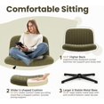 thumbnail image 4 of Criss Cross Velvet Armless Wide Office Chair - No Wheels, Cross Legged with Adjustable Height, Wide Seat, Desk Chair for Home, Office, Bedroom (Green), 4 of 7