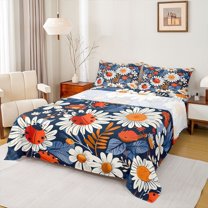 Castle Fairy Cute Ladybird Full Size Sheets,Spring Garden Flowers Bed Sheets