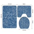 thumbnail image 3 of Blue Pioneer Flower and Paisley Pattern Bathroom Rugs Sets 3 Piece,Toilet Cover Set,Absorbent Non Slip Bathroom Mats Sets with U-Shaped Contour Rug Toilet Rug Set, 3 of 5
