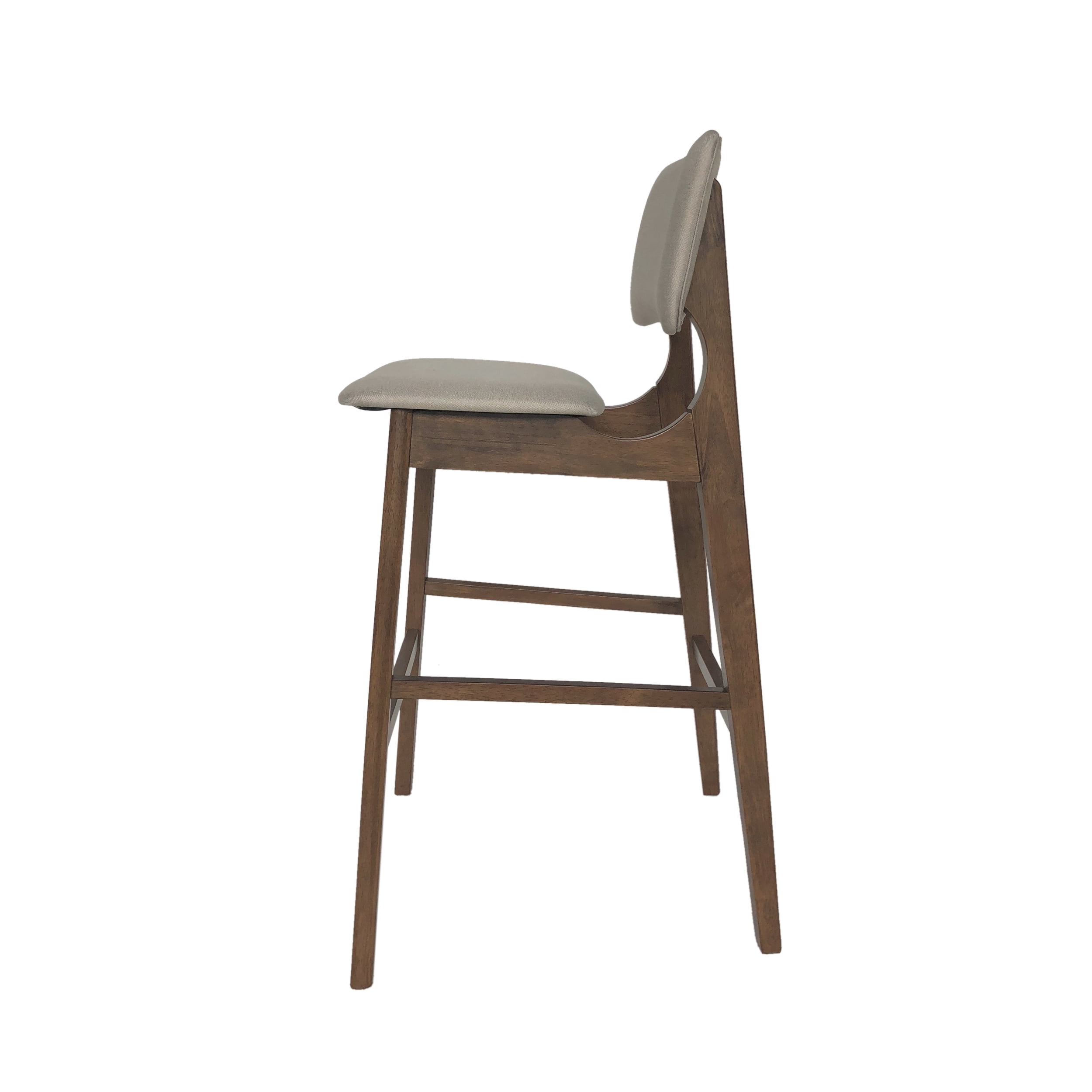 Noble House Rayan Mid Century Modern Fabric and Rubberwood Barstools, Set of 2, Beige