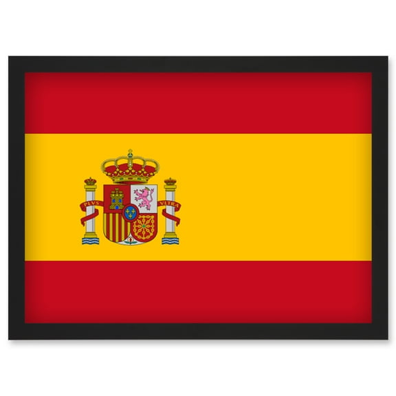 Spain National Flag Patriotic Vexillology World Flags Country Region Poster Artwork Framed Wall Art Print A4