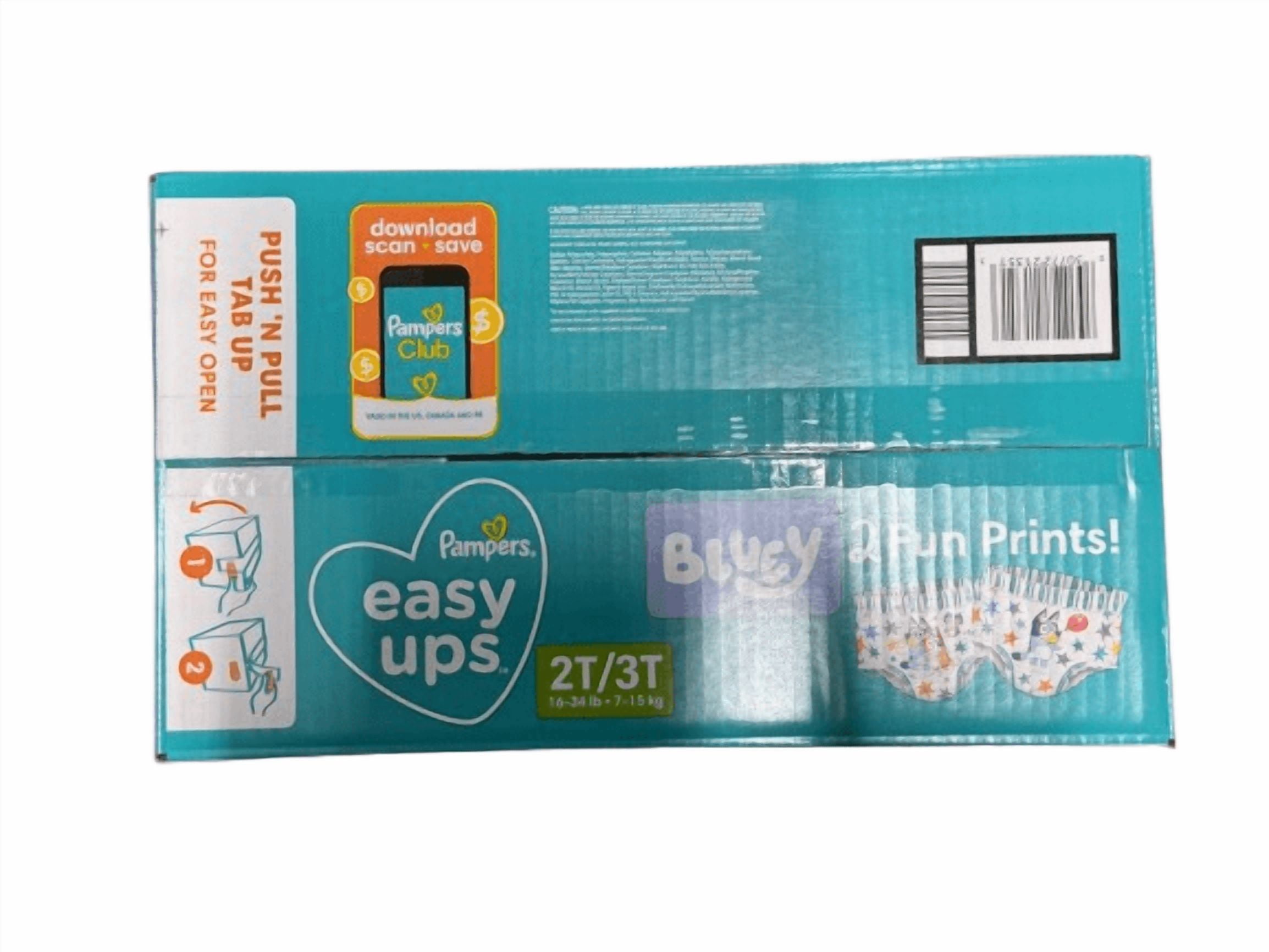 Pampers Easy Ups Training Underwear Bluey Size 2T-3T (16-34 lbs) 144 CT