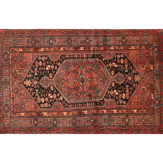 Ahgly Company Machine Washable Indoor Rectangle Traditional Saffron Red Area Rugs, 2' x 5'
