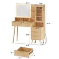 thumbnail image 2 of 48-Inch Fluted Makeup Vanity Desk with Mirror and Lights, Modern Glass Door Vanity Table with 5 Drawers, Adjustable Shelves, Wood Dressing Table with Charging Station for Bedroom, 2 of 6