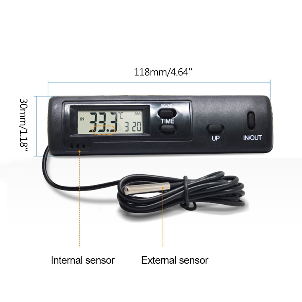 In-Outdoor Thermometer Auto A/C Digital LCD Display In Out Clock