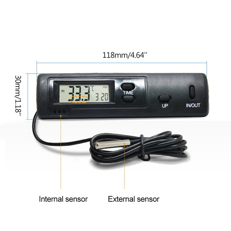 In-Outdoor Thermometer Auto A/C Digital LCD Display In Out Clock For Car  Home Vehicle Dual-Way Digital Thermometer Clock 