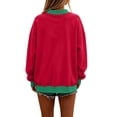thumbnail image 3 of Womens Polka Dot Sweatshirt Crew Neck Pullover Top Long Sleeve Oversized Casual Fall Winter Fashion Contrast Trim Shirt Red 2XL, 3 of 3