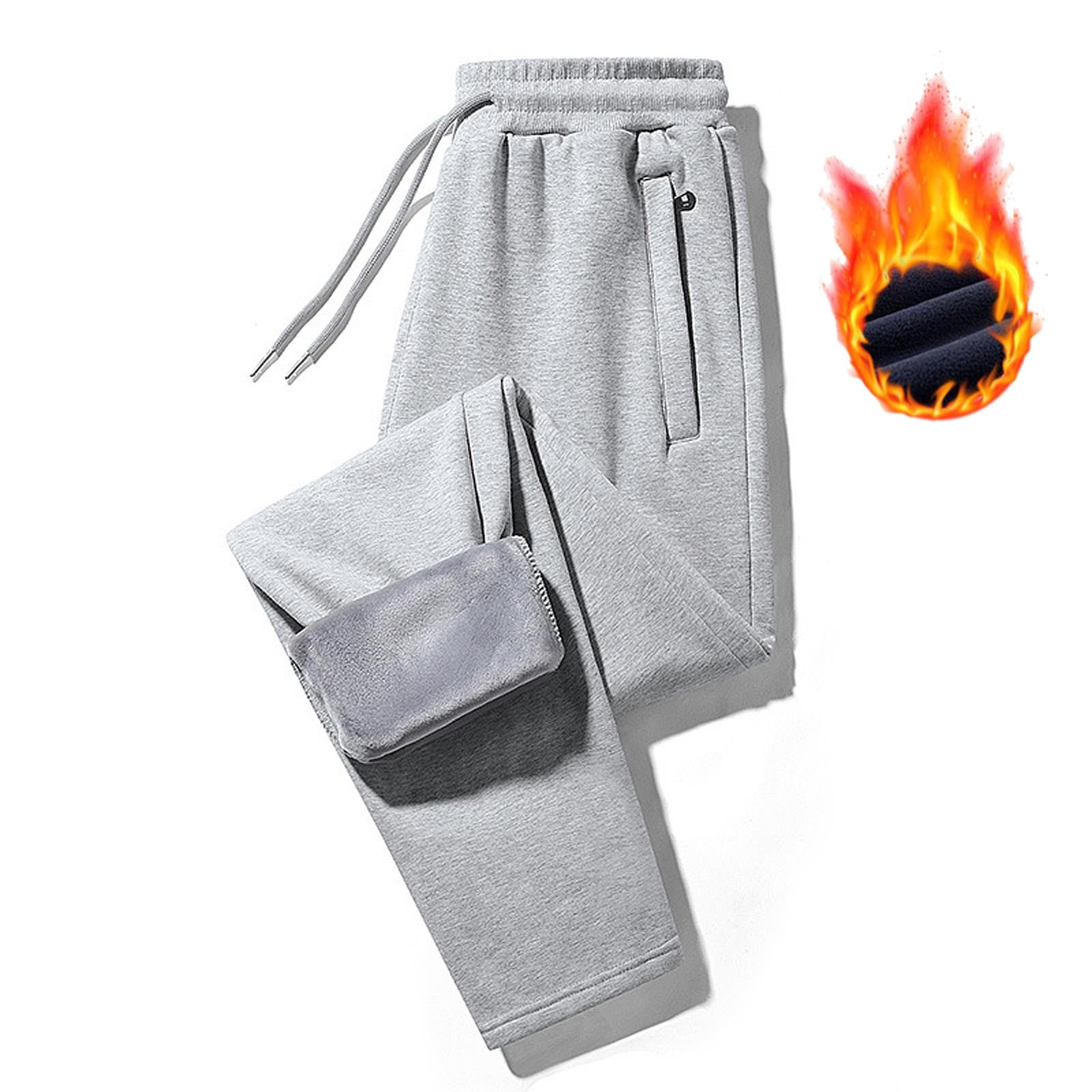 Purcolt Mens Fleece Lined Jogger Sweatpants Casual Drawstring Elastic Waist Tapered Cuffed Trousers Comfort Loose Fit Sweat Pants with Side Pockets