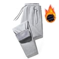 thumbnail image 4 of Mens Wide Leg Sweatpants Fleece Drawstring Elastic Waist Joggers with Zip Pockets Warm Winter Solid Color Workout Casual Lounge Pants, 4 of 6