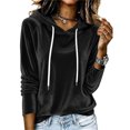 thumbnail image 3 of Ihhxva Women's Velvet Hoodie Loose Fit Drawstring Top Casual Long Sleeve Soft Cozy Sweatshirt for Fall Winter Lounge Streetwear S-2XL, 3 of 9