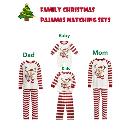

Family Christmas Pjs Matching Sets Plaid Letter Print Long Sleeve Pullover+Long Pants Matching Holiday Pajamas Set