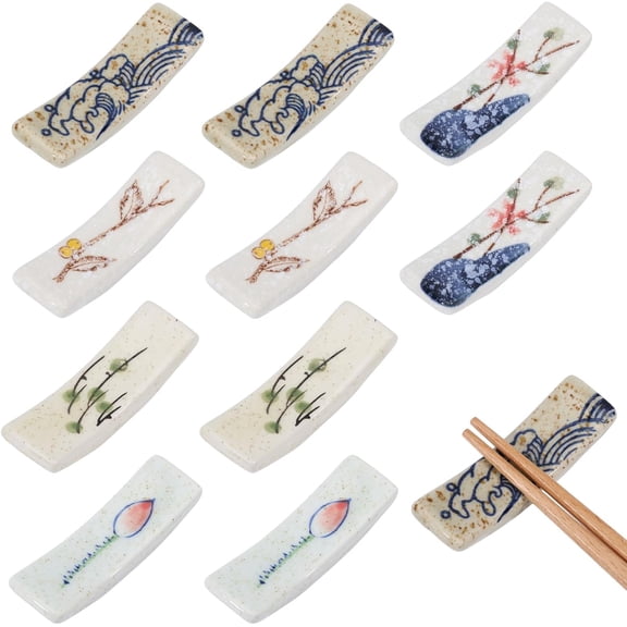 10 Pcs Japanese Style Chopsticks Holder Ceramic Chopstick Rest Chopsticks Holder Rack Tableware Decoration for Chopsticks Forks Spoons Dinner Party Restaurant Colorful