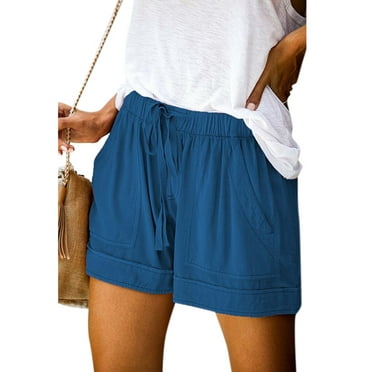 Elastic Waist Quilted Shorts with Pockets