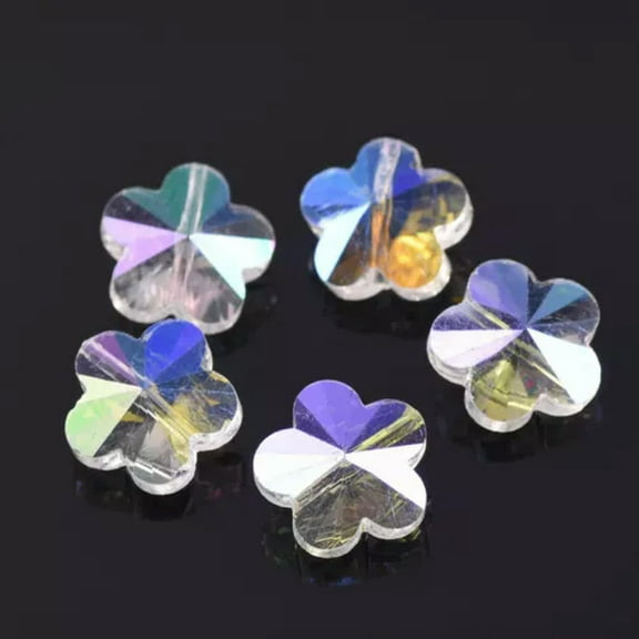 U8MO 10pcs 14mm Flower Shape Faceted Crystal Glass Loose beads for Jewelry Making-Clear AB
