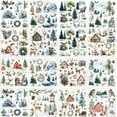 thumbnail image 1 of 12 hojas de transferencias de invierno para manualidades, pegatinas de acuarela de animales del bosque, estilo artístico, calcomanías de PVC para frotar., 1 of 9