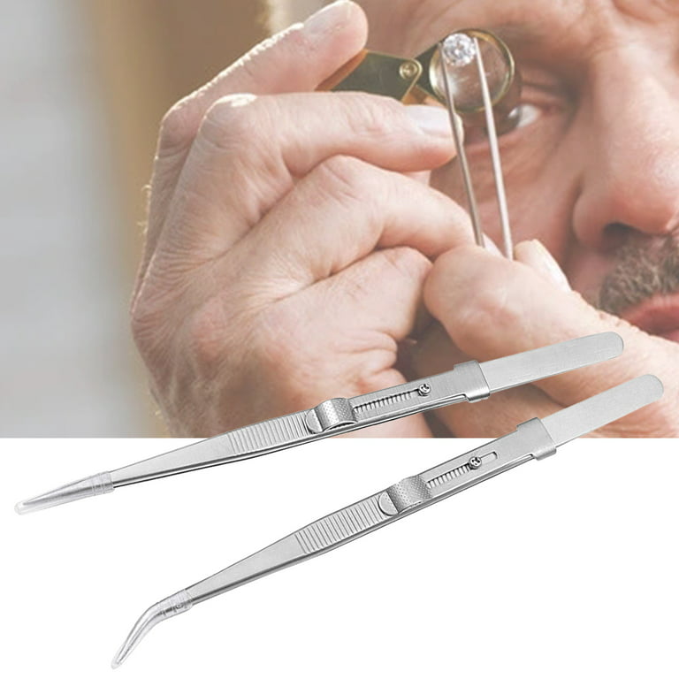 KUNyu Matte Jewelry Tweezers Multipurpose Stainless Steel Straight Curved  Diamonds Tweezers for Watch Repair 