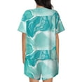 thumbnail image 6 of Daiia Teal Turquoise 1 Pattern Womens Pajama Sets Short Sleeve Pajamas for Women Sets Soft Lounge Sets Casual Round Neck Sleepwear PJS-X-Large, 6 of 7
