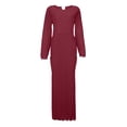 thumbnail image 4 of OSOLU Dresses Solid Color Fashion Women O-Neck Long Sleeve Pullover Lace Loose Large Size Dress Relaxed Fit Sundress Wedding Guest Dress, 4 of 5