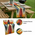 thumbnail image 3 of Abstract Geometric Table Runner 13x48 inch National Style Vintage Blue Stripe Cotton Linen Dining Table Runner Ideal for Dresser Kitchen Coffee Tables - Machine Washable, 3 of 9