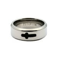 thumbnail image 3 of 7mm Titanium Polished Finish Cross Design Wedding Band Ring, 3 of 5