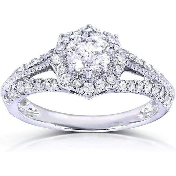 Retro Halo Engagement Ring 1.9 Ct Round Diamond 14K White Gold Plated