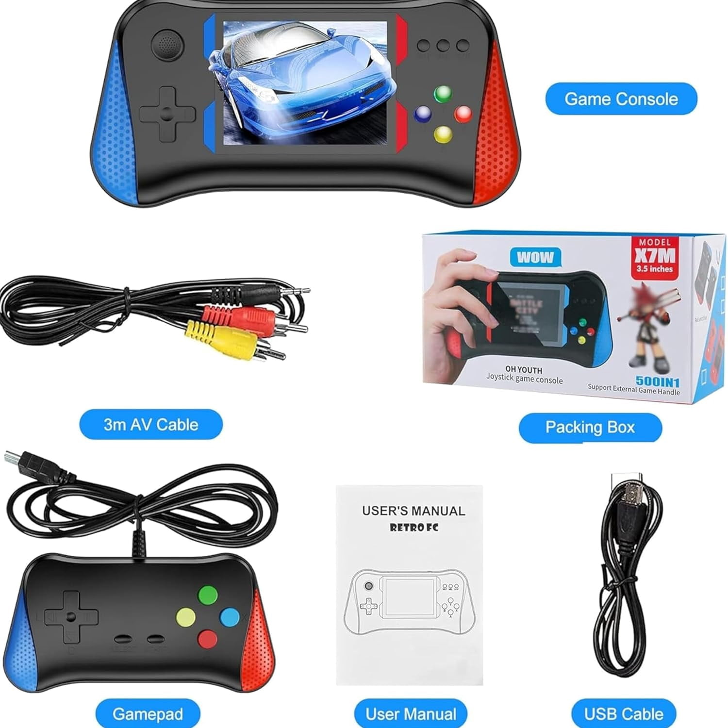 New model Retro handheld portable game console, 3.5-inch HD screen, two-player retro game console, two controllers | Compatible with TV/PC/Projector, perfect for holidays and cozy moments