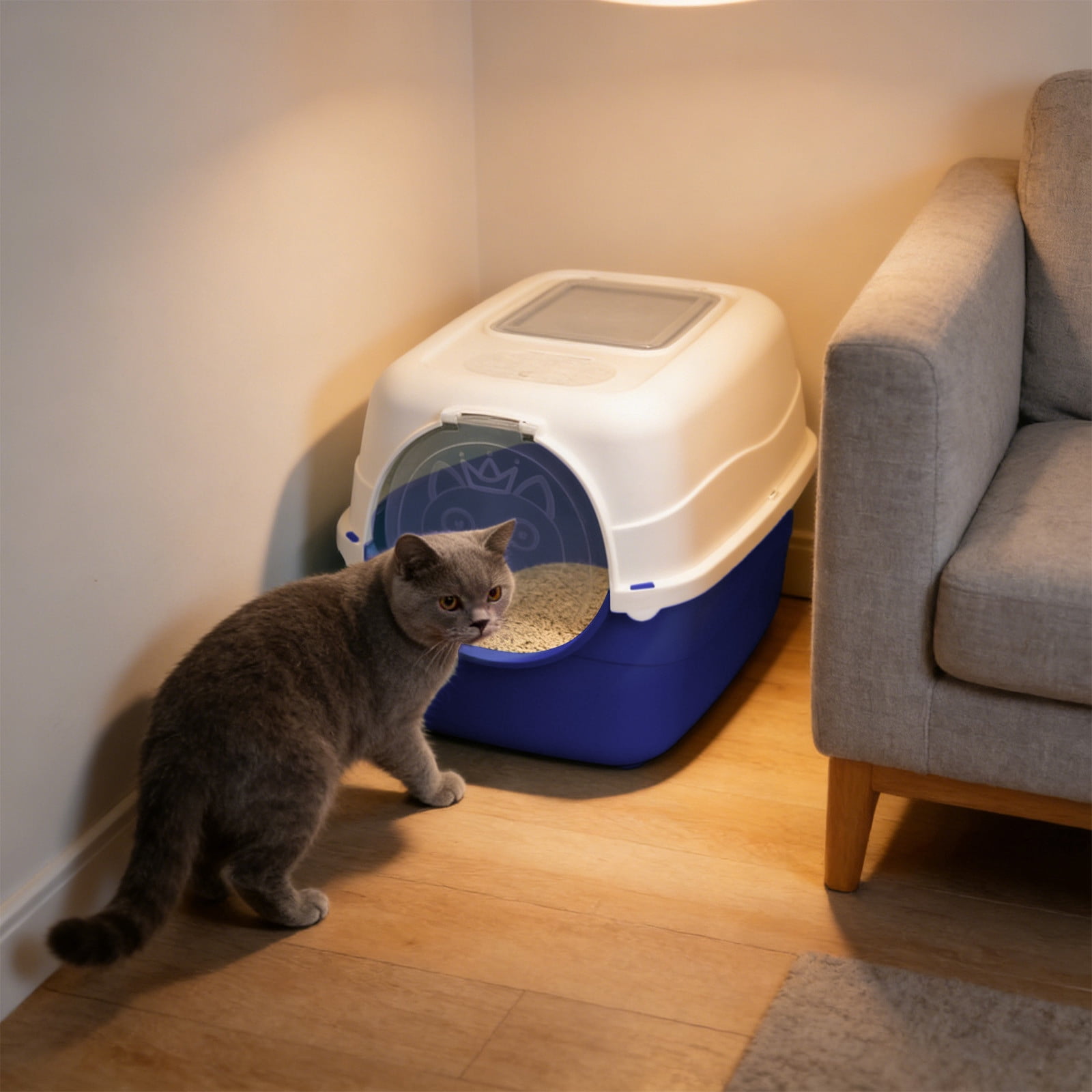 Fully Enclosed Cat Litter Box Front Entry Covered Kitty Litter Pan Odor Isolation Splash Prevention Spacious Interior for Indoor Home Multi Cat Households for Large Cats Kittens Cat Toilet Supplies