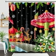thumbnail image 1 of Whimsical Christmas Shower Curtain with Candy Canes & Carousel Design, 1 of 4