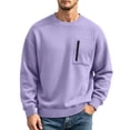 thumbnail image 7 of Fnooota Men's Crew Neck Sweatshirts, Zipper Pockets Casual Long Sleeve Pullover Fall Tops Purple Size L, 7 of 7