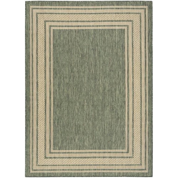 6' X 9' Green Geometric Indoor Outdoor Area Rug