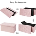 thumbnail image 4 of BRIAN & DANY Folding Storage Ottoman, Long Shoes Bench, Flannelette Footrest Stool Seat 30"x15"x15" (Pink), 4 of 6