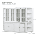 thumbnail image 2 of 2x 75.25" Tall Display Cabinets and Two Triangle Sided Bookshelves, 105.5" Wide Retro Style Wall Suit with Glass Doors, for Hallways, Living room, Office, Studio or Workspace - White 52825, 2 of 12