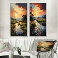thumbnail image 1 of Designart "Coucher de Soleil sur une Rivière du Vietnam Delta II" Art Mural Encadré Vietnamien Ensemble de 2 - Ensemble de Cadres Muraux de Galerie de Paysages Rouges pour Décoration Intérieure, 1 of 6