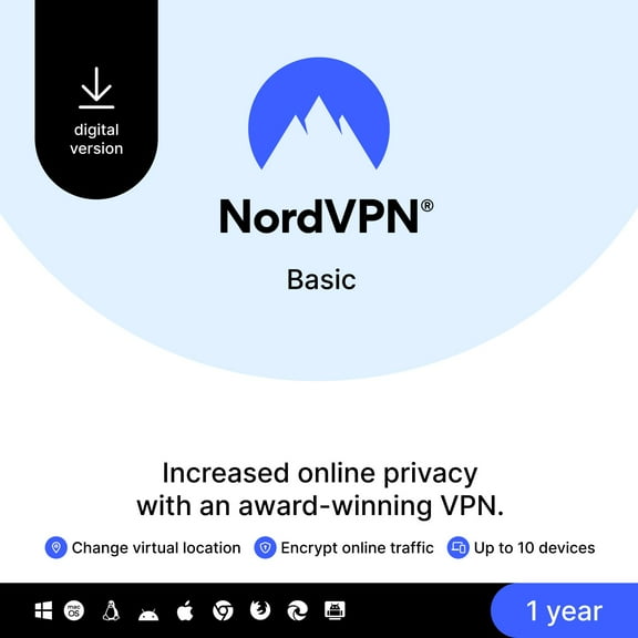 NordVPN Basic 1-Year Subscription 10 Devices (Digital Download)