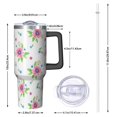 thumbnail image 2 of 40oz Pioneer Flower Floral Print Pattern Insulated Tumbler with Handle, BPA-Free Leak Proof Lid and Straws, Double Wall Vacuum, Hot 12h/Cold 34h, 2 of 6
