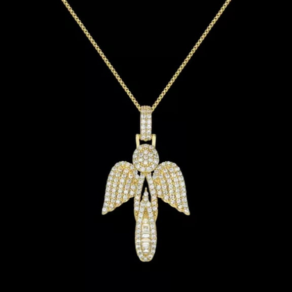 GKNET 925 Sterling Silver Fashion Angel Pendant Necklace With Box Chain For Women-Pendant Without Chain