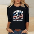 thumbnail image 4 of Women's USA 250th Anniversary Fashion Printed 3/4 Sleeve Top, Casual Round Neck Pullover T-Shirt, Lightweight Soft Summer Blouse, Spring Daily Wear, Plus Size S-4XL, 4 of 7