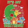 thumbnail image 2 of Girl's Pokemon It's My 6th Birthday Starters  Graphic Tee Red Medium, 2 of 5