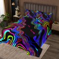 thumbnail image 2 of Abstract Wavy Line Bedspread Set Rainbow Gradient Spiral Coverlet Set Twin For Kids Adults,Colorful Geometry Swirls Quilt Set Marble Grain Bedding Set Room Decor, 2 of 5