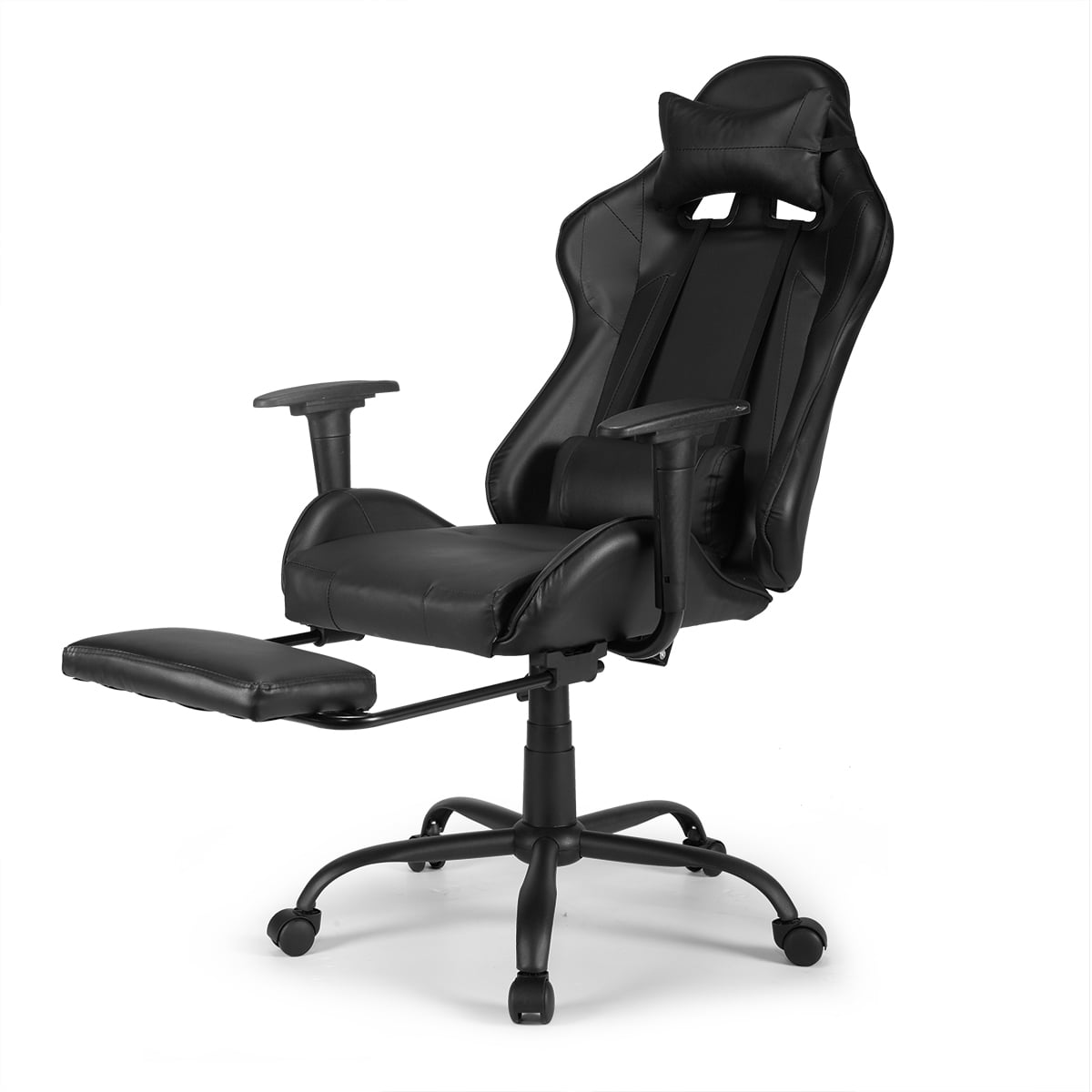 Kepooman Gaming Chair, Reclining Ergonomic Chair with Retractable Footrest - Black Kepooman Gaming Chair, Reclining Ergonomic Chair with Retractable Footrest - Black